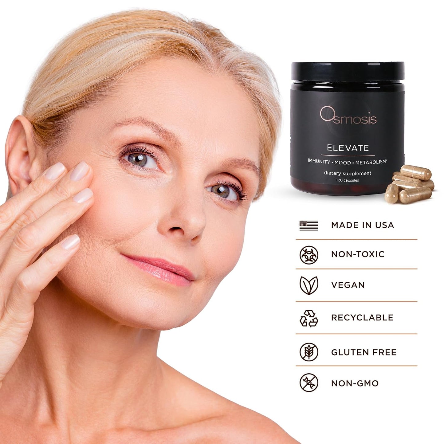 OSMOSIS Skin care Elevate - Immunity, Mood, and Metabolism, 120 Capsules - görsel 5