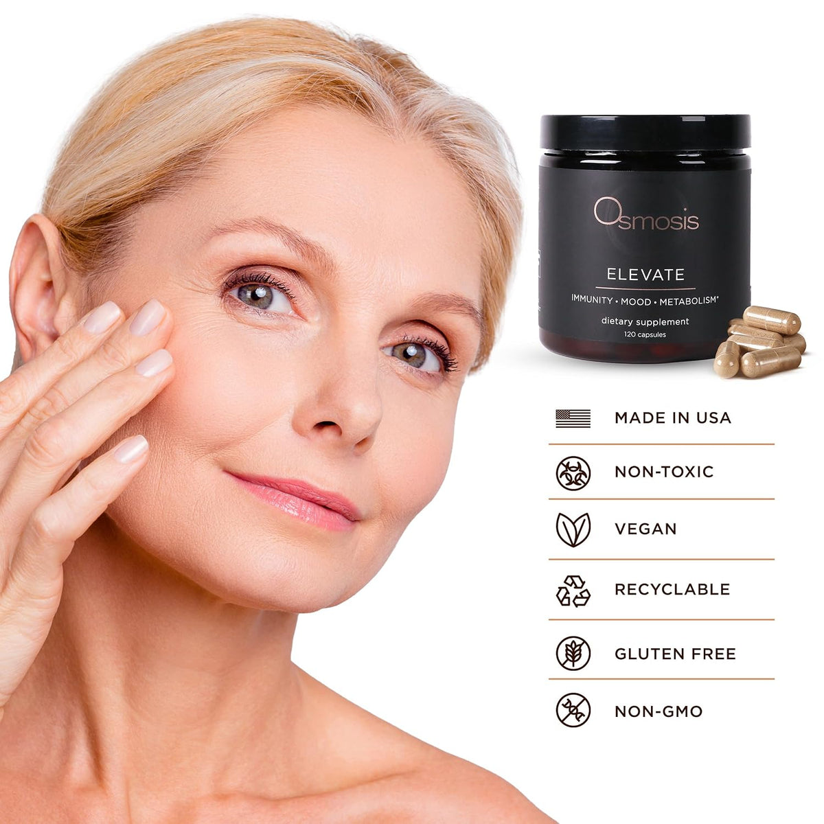 OSMOSIS Skin care Elevate - Immunity, Mood, and Metabolism, 120 Capsules - görsel 5