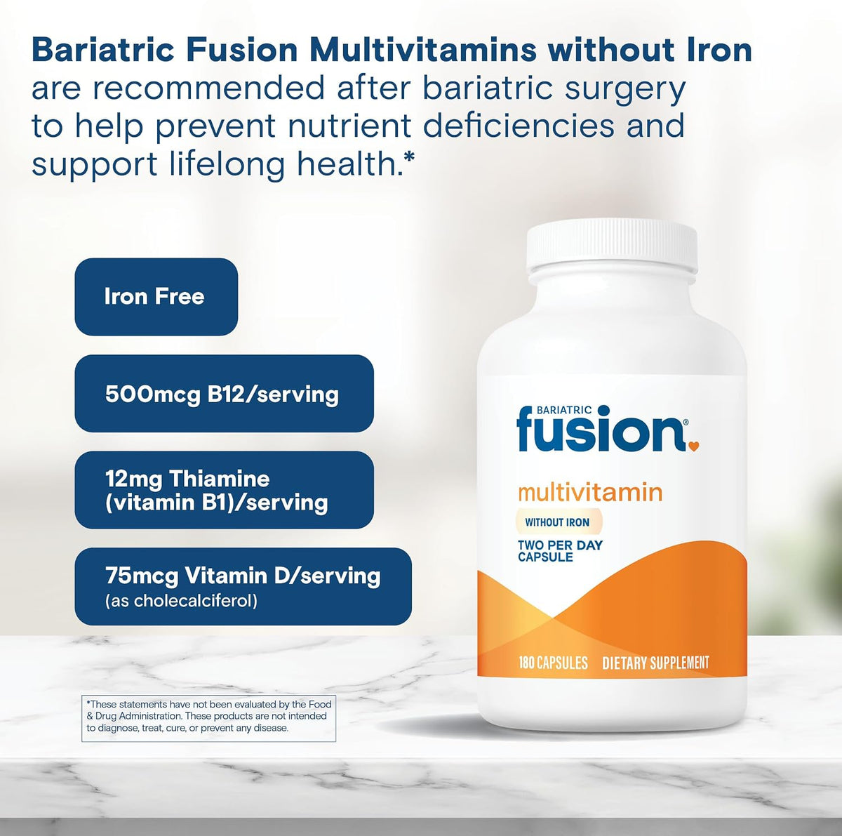 Bariatric Fusion Bariatric Multivitamin Without Iron - 180 Capsules (3 Month Supply) - görsel 5