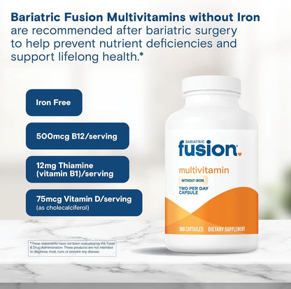 Bariatric Fusion Bariatric Multivitamin Without Iron – Post Bariatric Surgery Support – 1 Year Supply