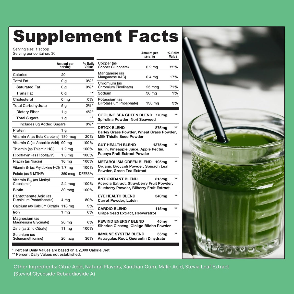 Rewind Best Tasting Super Greens Powder with 40+ Superfoods – Blueberry Acai - görsel 2