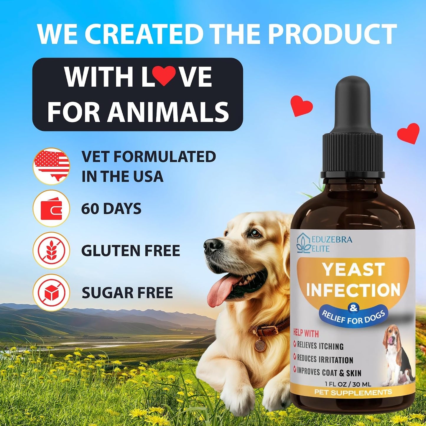 EDUZEBRA Yeast Infection Support for Dogs – Soothing Itch Relief & Skin Health Liquid Supplement - görsel 7
