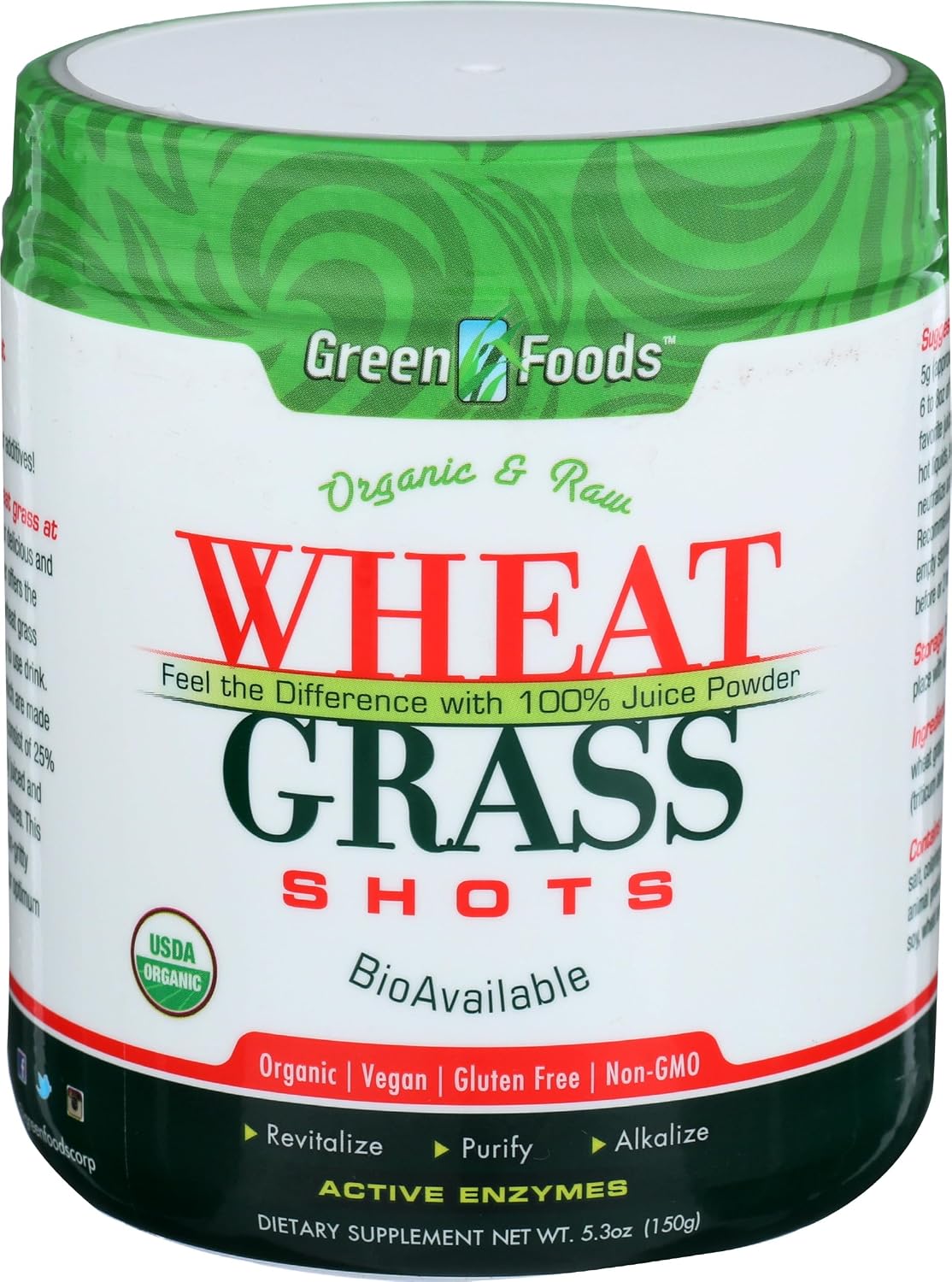 Green Foods Wheat Grass Shots – Certified Organic, Vegan, Non-GM, Gluten-free (150g) - görsel 4