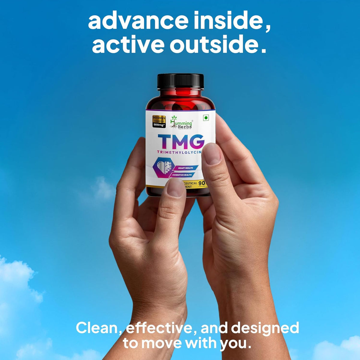 Humming Herbs TMG Supplement – Trimethylglycine 500 mg, 90 Vegan Capsules - görsel 6