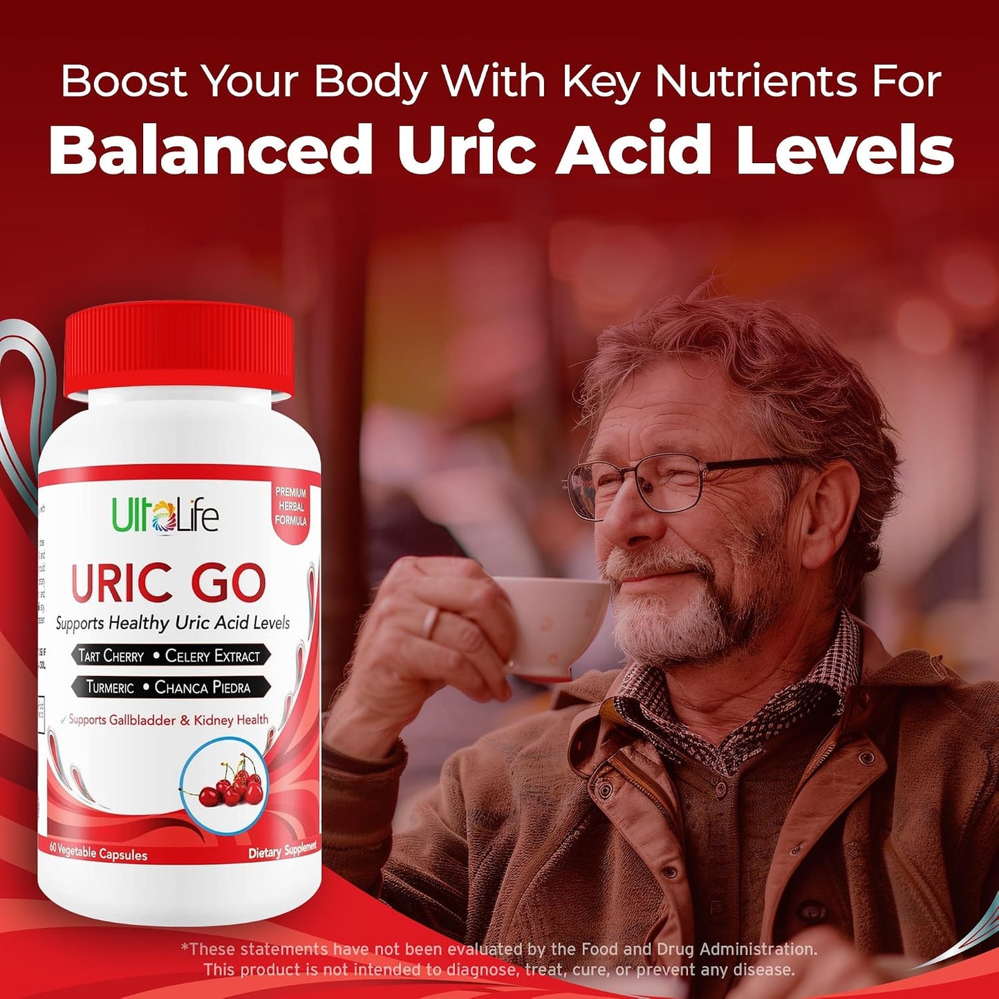ULTALIFE URIC GO Uric Acid Support Supplement with Chanca Piedra and Tart Cherry - 60 Capsules - görsel 7