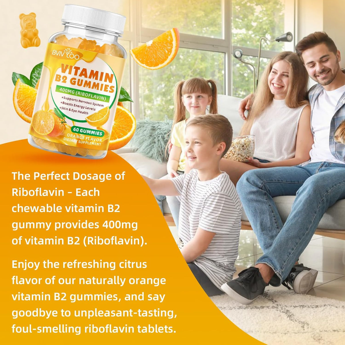 BVIVLOO Vitamin B2 Gummies – Riboflavin 400mg for Energy and Metabolism support - görsel 7