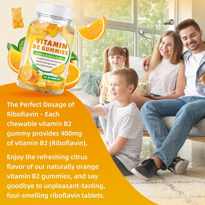 BVIVLOO Vitamin B2 Gummies – Riboflavin 400mg for Energy and Metabolism support