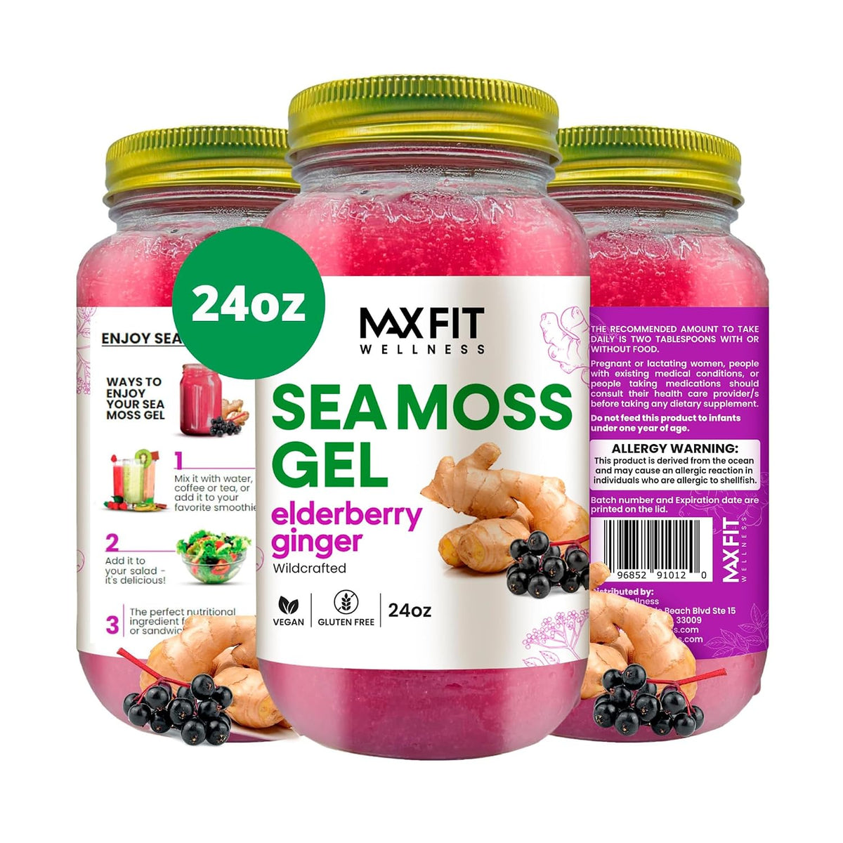 Sea Moss Gel Raw (12 Flavours) 24oz Wildcrafted Gold Sea Moss Gel from Saint Lucia | 92 Vitamins and Minerals | Pure Raw and Non-GMO | Vegan Superfood - görsel 1