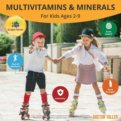 NuBest Doctor Taller Children - Multivitamin for Children Ages 2-9, Vegan Chewable Tablets, Grape Flavour - 60 Count
