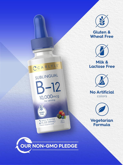 Carlyle Vitamin B12 Sublingual Liquid Drops - 10,000 mcg - 59 ml
