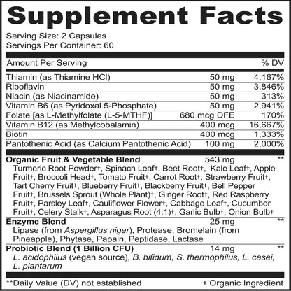 MoxyVites Vitamin B Complex – Methylated B Vitamins with Whole Foods, Vegan, 120 Capsules
