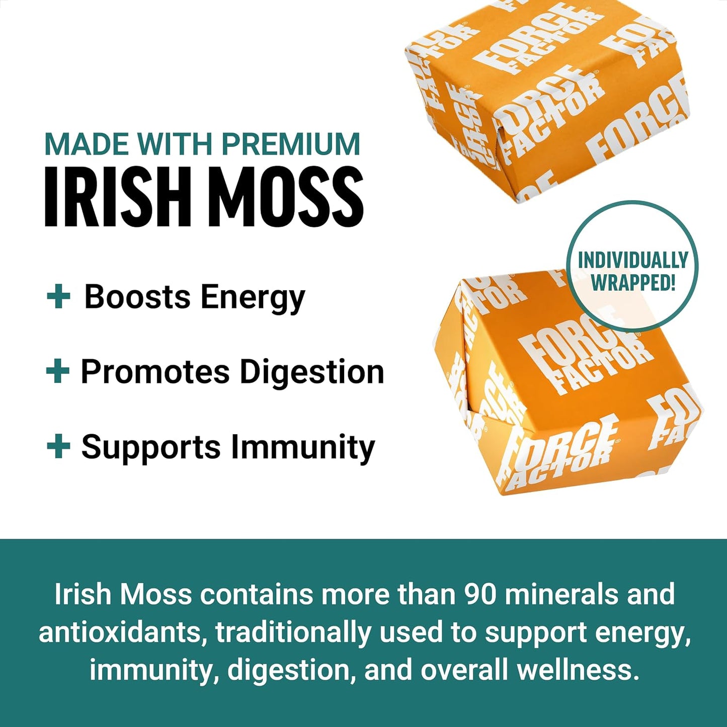 Force Factor Sea Moss Soft Chews, Support Immunity, Digestion, and Heart Health, Irish Sea Moss Superfood & Antioxidants Supplement, Non-GM, Gluten-Free, Salted Caramel Flavour, 60 Soft Chews, 2-Pack - görsel 2