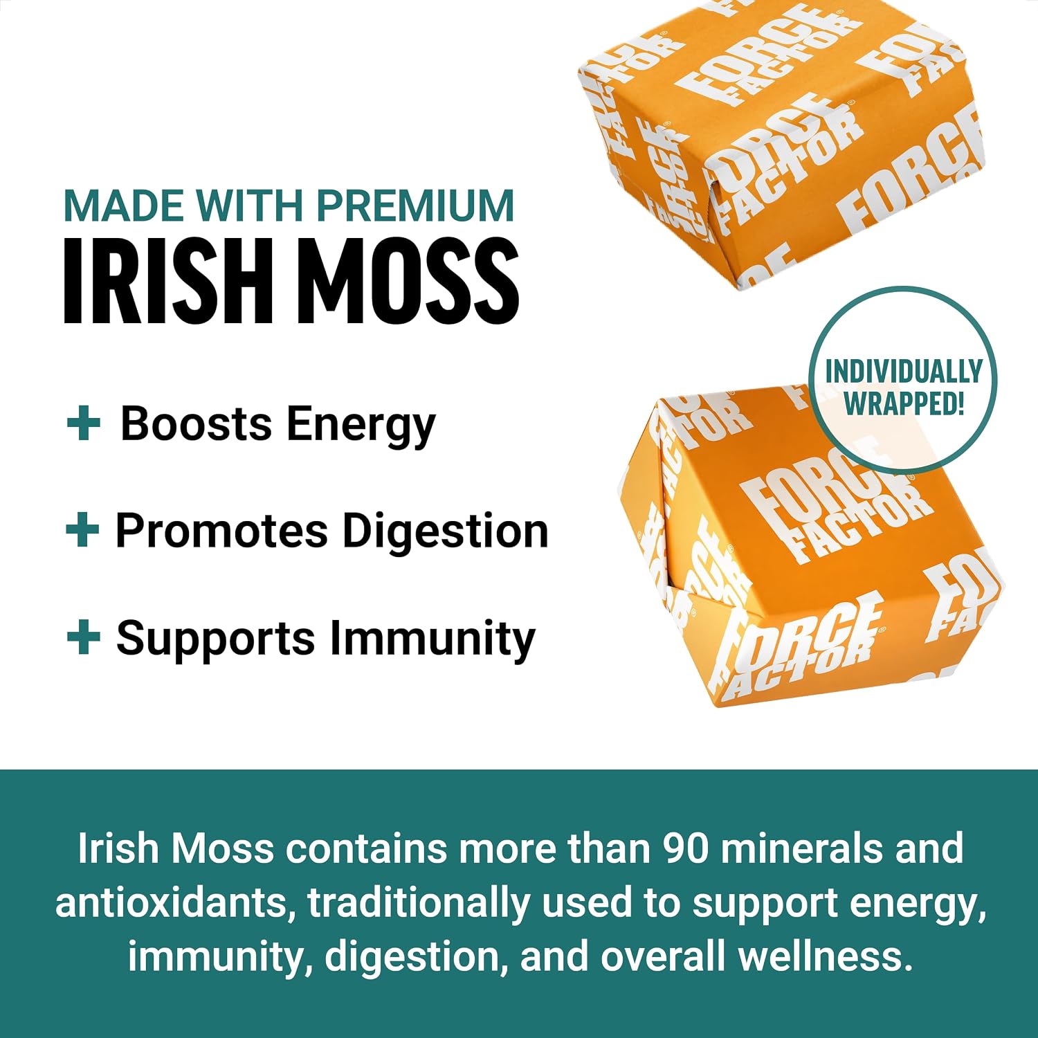 Force Factor Sea Moss Soft Chews, Support Immunity, Digestion, and Heart Health, Irish Sea Moss Superfood & Antioxidants Supplement, Non-GM, Gluten-Free, Salted Caramel Flavour, 60 Soft Chews, 2-Pack - görsel 2