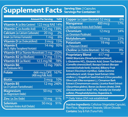 Luma By Laura Brain Support Supplement - Natural Nootropic for Cognitive Function with GABA and Green Tea Extract (60 Capsules)