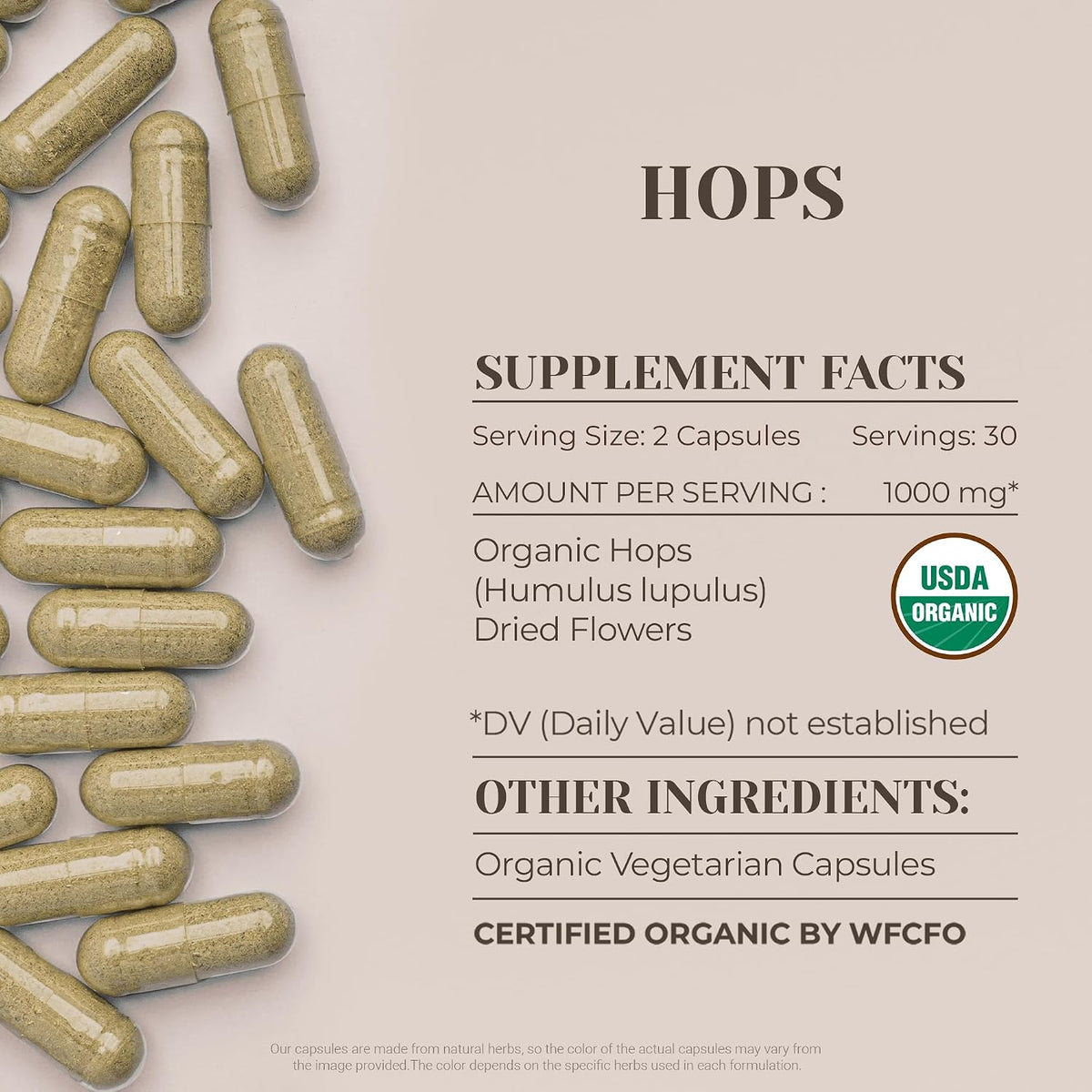 Garden Organics Hops 60 Capsules | High-Strength Organic Herbal Supplement - görsel 3
