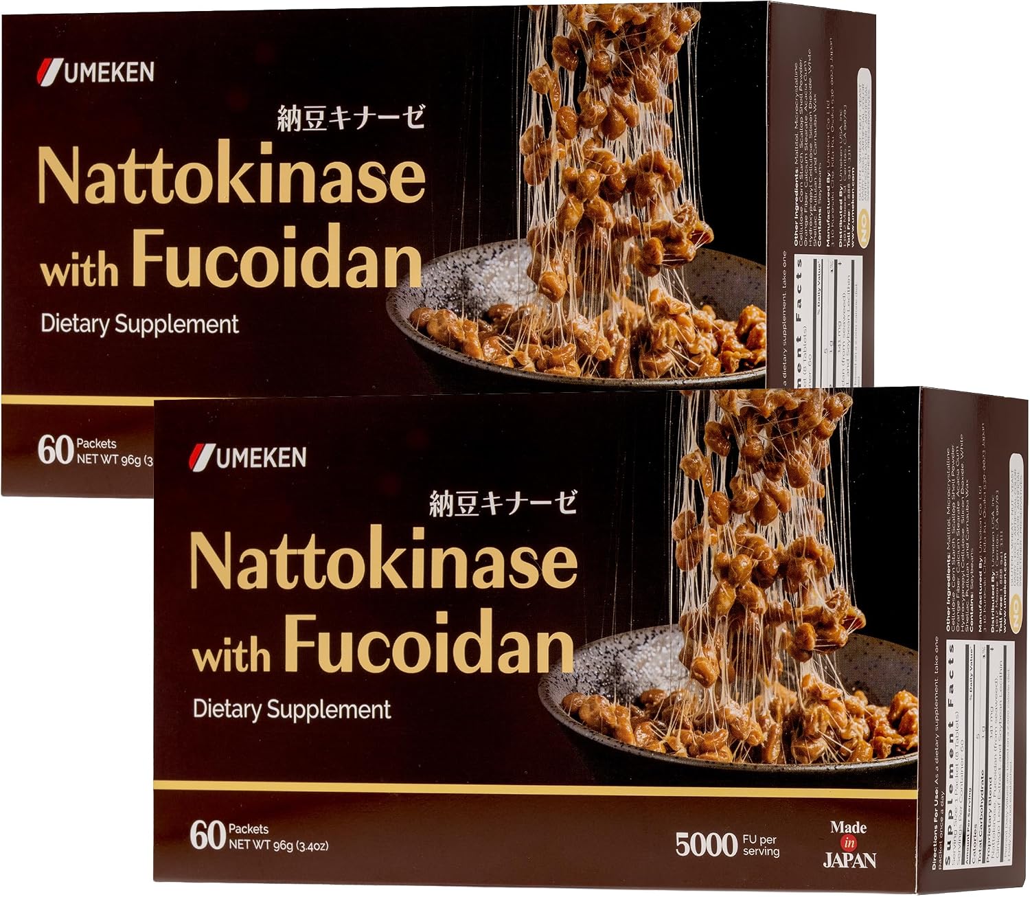 Umeken Nattokinase Plus Fucoidan - 5000FU Nattokinase with Okinawan Fucoidan, 60 Packets - görsel 7