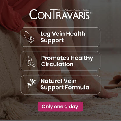 CONTRAVARIS - Promotes Healthy Circulation & Leg Vein Support Supplement with Ruscus Aculeatus, Supports Leg Health - 60 Capsules