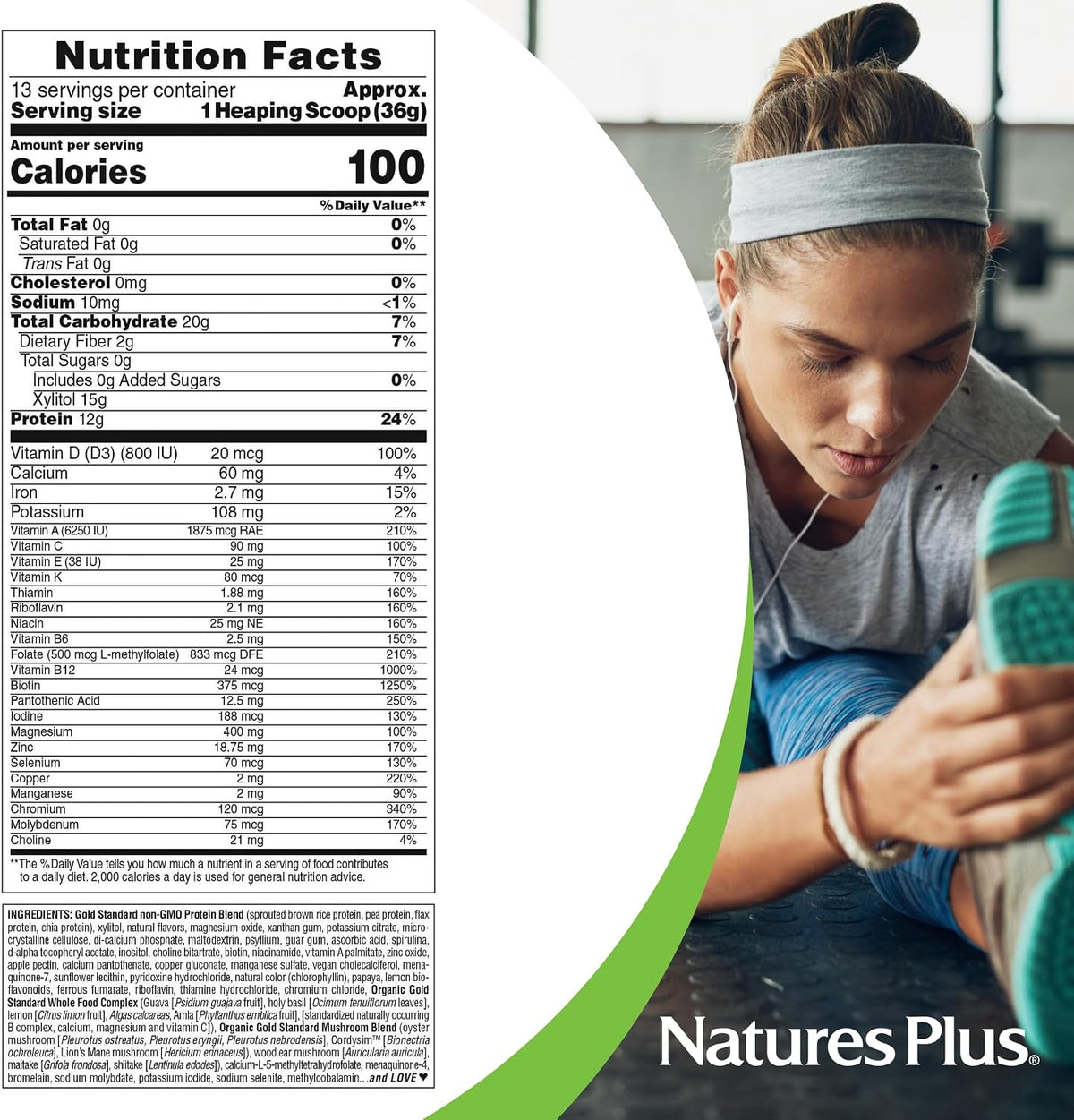 NaturesPlus SPIRU-TEIN GOLD, Vanilla - 467g - Plant-Based Protein Powder with Vitamins & Minerals - görsel 5