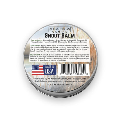 All American Canine Snout Balm with Cocoa, Shea and Mango Butter for Dog Snout Care and Protection