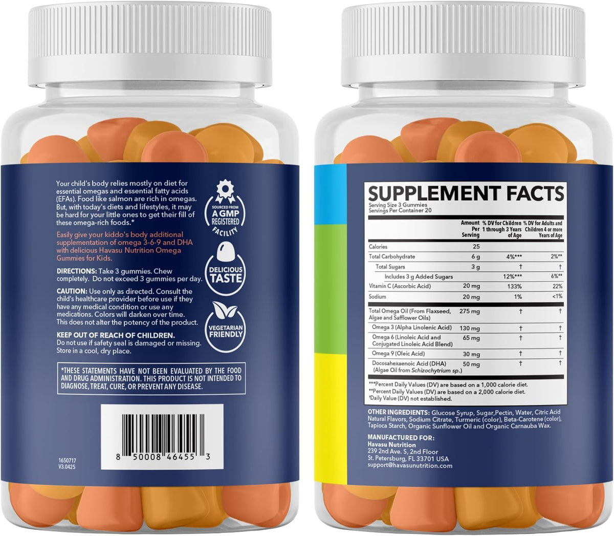 Havasu Nutrition Omega Gummies for Kids - Plant-Based Omega-3-6-9 + DHA, Lemon & Orange, 60 gummies - görsel 9