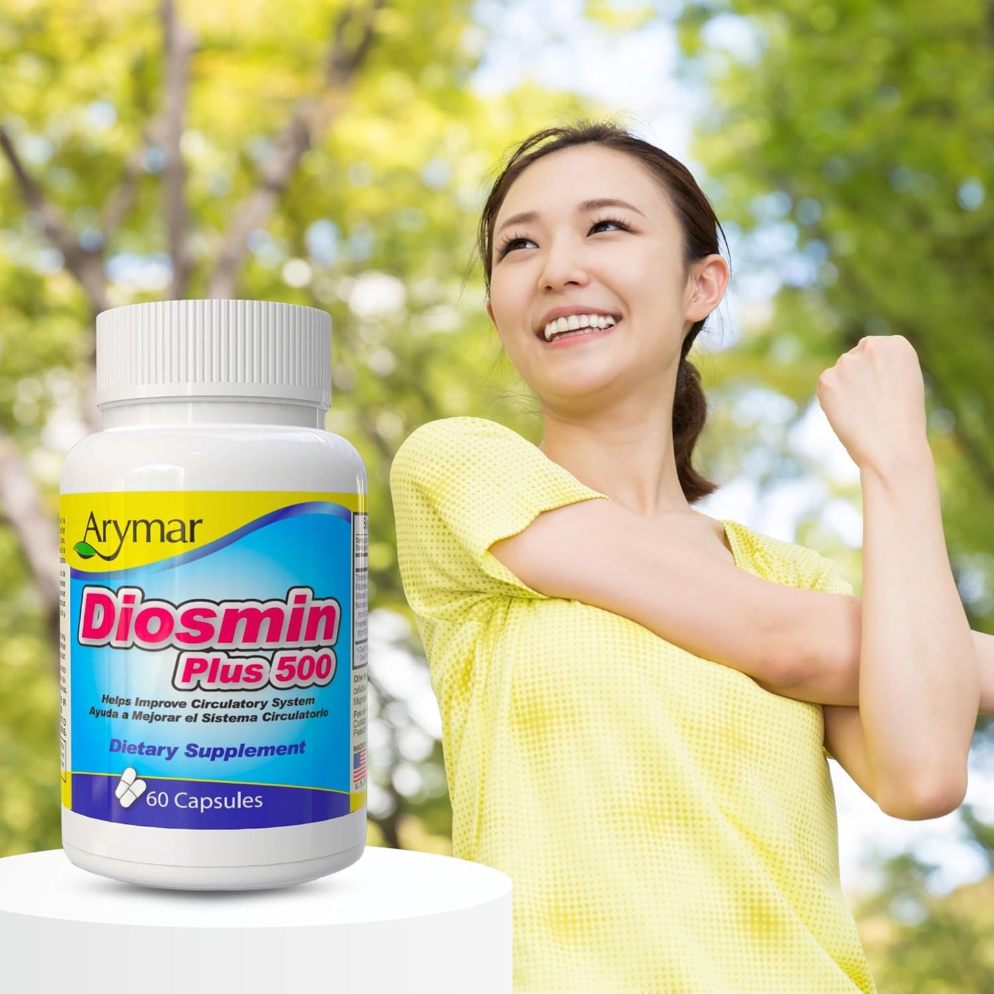 Arymar Diosmin 500mg with Vitamin B-Complex - Circulatory Formula for Leg Vein Integrity & Vascular Health, 60 Capsules - görsel 3