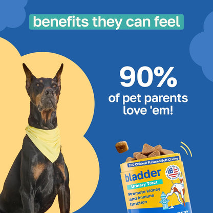 Happy Paws Bladder Supplement for Dogs – Urinary & Kidney Support with Cranberry, Soft Chews (100 Count)