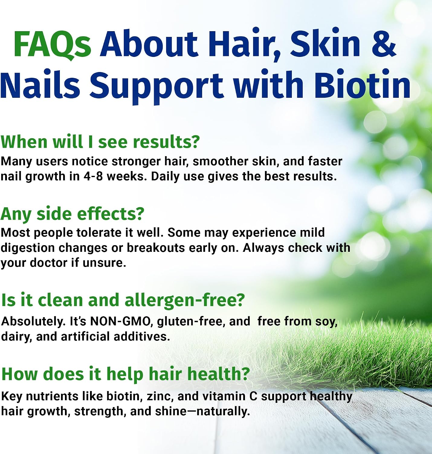 1 Body Hair Skin & Nails with Biotin, Vegan Vitamins, 60 Capsules - görsel 9