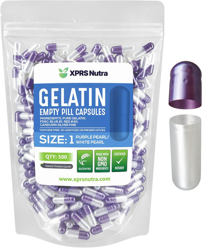 XPRS Nutra Size 1 Empty Gelatine Capsules - 1000 Count