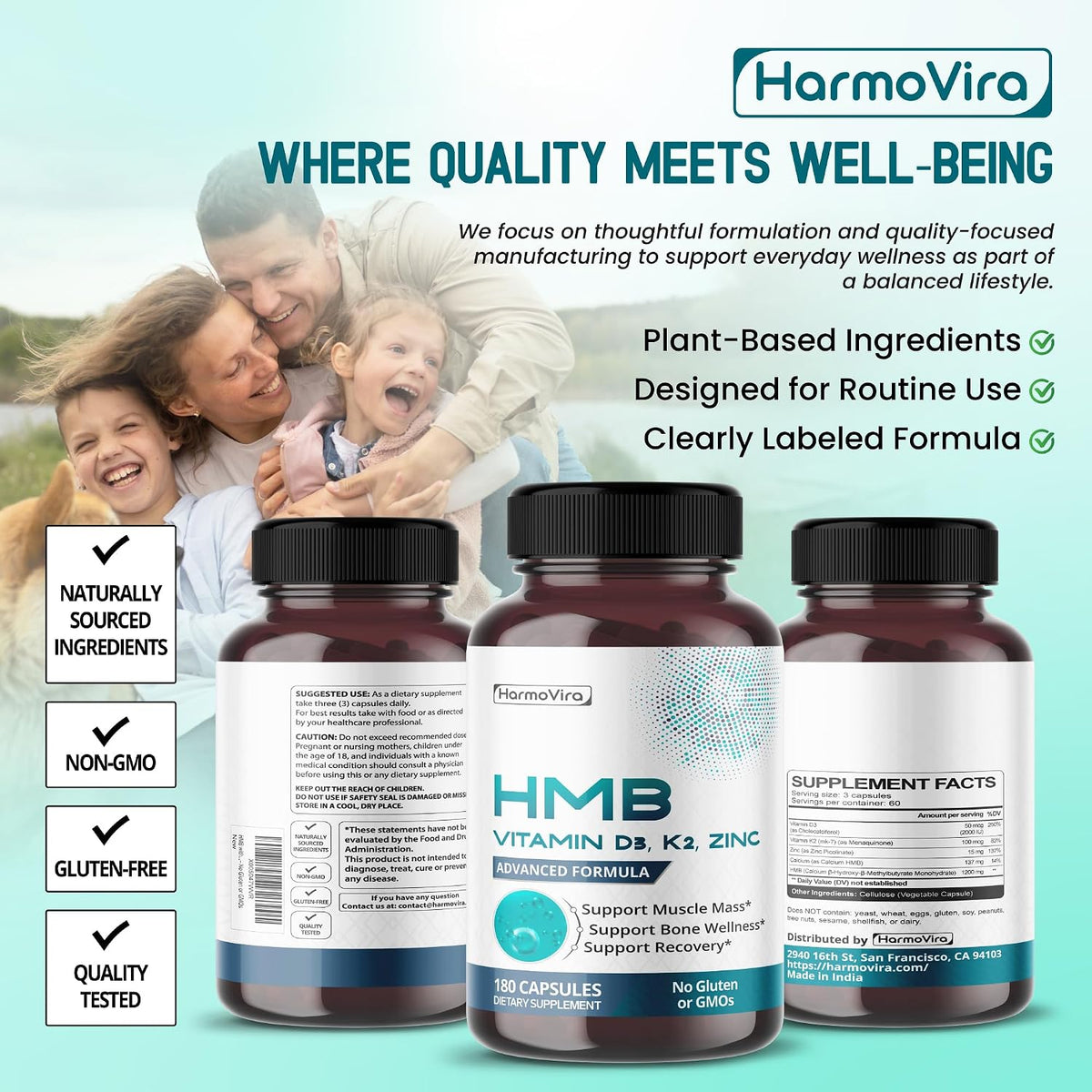 Liposomal HMB with Vitamin D3, K2 and Zinc – Advanced Formula – Helps Maintain Muscle Mass and Bone Health – 180 Capsules (Pack of 1) – No Gluten or GMOs - görsel 8