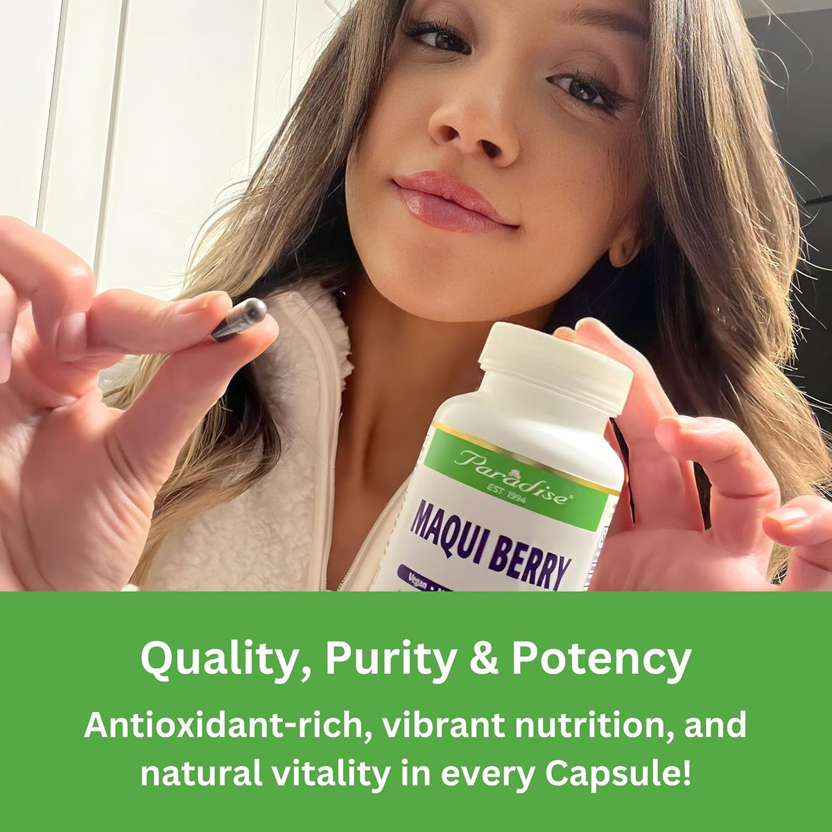 Paradise Herbs, Organic Maqui Berry Extract, 400 mg, Fresh, Freeze-Dried Concentrate for Superior Potency, Non-GM, Vegan, 60 Capsules - görsel 6