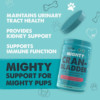 Mighty Paw Waggables Cran-Bladder – Cranberry Supplement for Dogs (120 Chews)