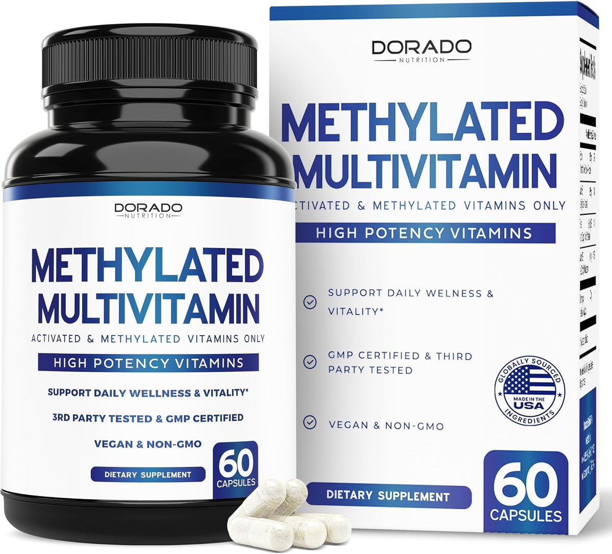 Methylated Multivitamin - Methylated B Complex with TMG and Methylfolate - Non-GMO, Gluten-free - 120 Capsules - görsel 1