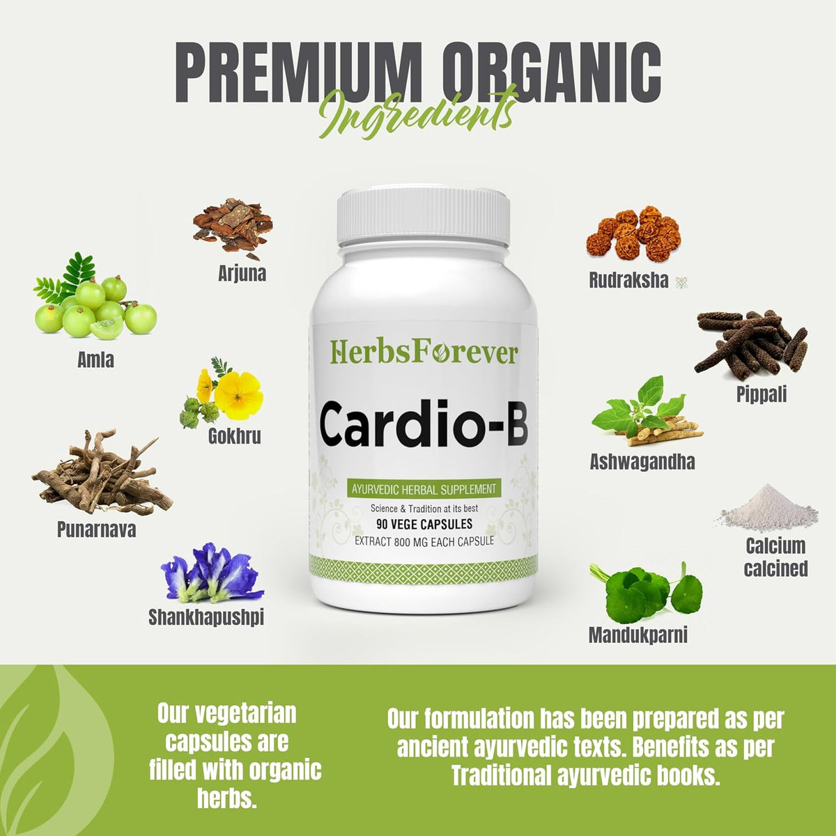 Cardio-B Ayurvedic Herbal Supplement - 90 Veg Capsules (800 mg Each) - görsel 6