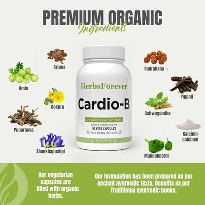 Cardio-B Ayurvedic Herbal Supplement - 90 Veg Capsules (800 mg Each)