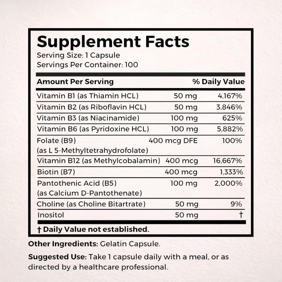Dr Clark Store Vitamin B Complex (Super B100) - Methylcobalamin B12, 100 Gelatine Capsules - görsel 2