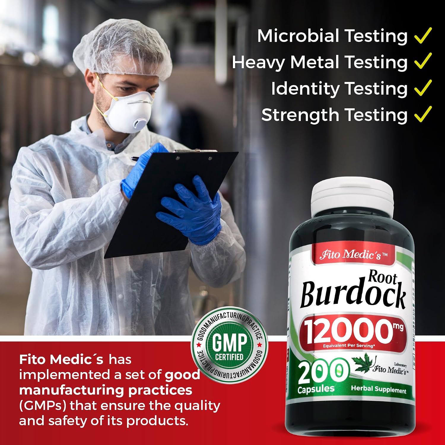 FITO MEDIC'S Lab Organic Burdock Root - 200 Capsules, 12000mg, Ultra High Absorption - görsel 6