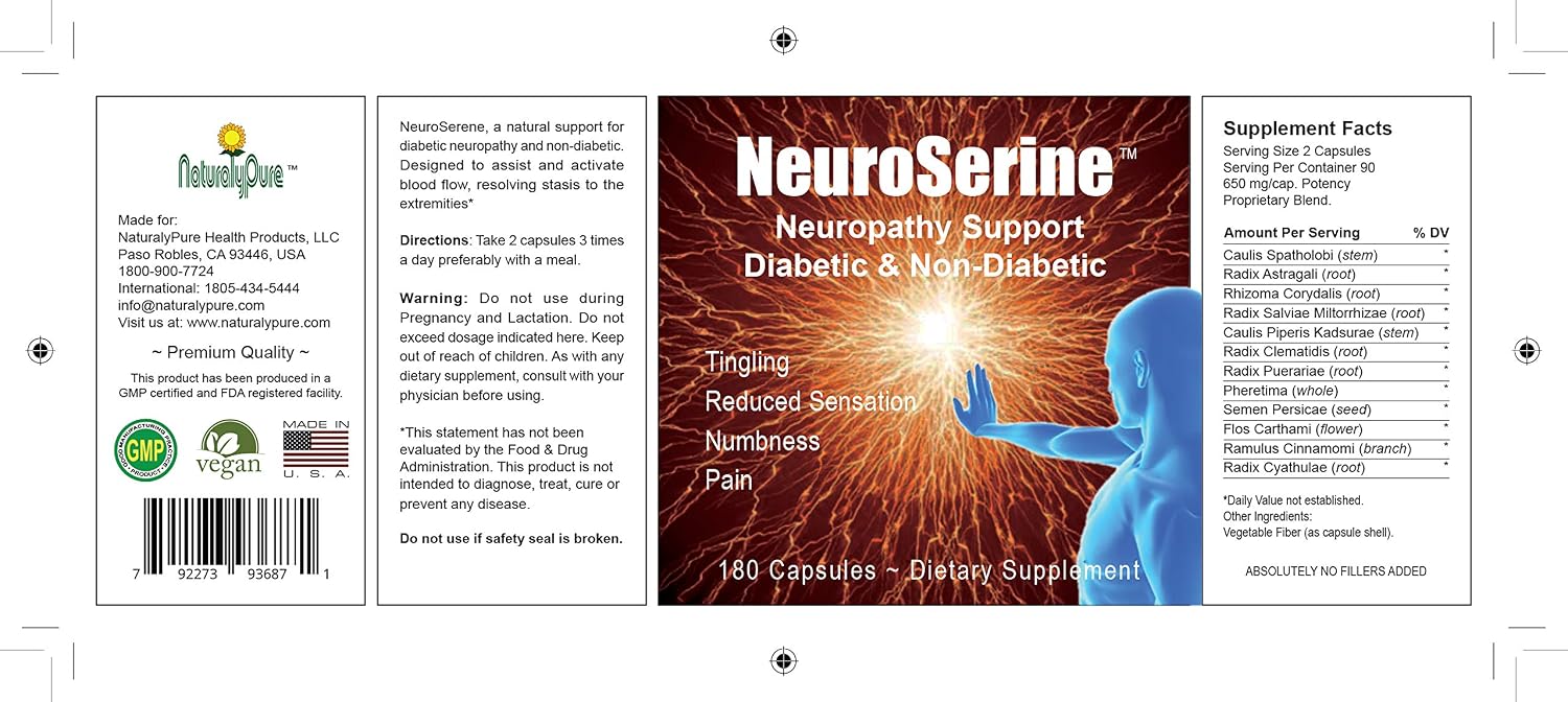 NeuroSerine - Nerve Support and Relief Supplement with Potent Natural Ingredients, 180 Vegan Capsules - görsel 2