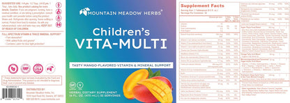 Mountain Meadow Herbs Children's Vita-Multi: Blended Vitamin & Mineral Supplement - Fast-Absorbing Liquid Kids Vitamins with Fruits, Greens, and Lutein for Eye Support (473 ml)