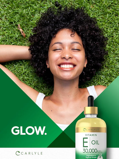 Carlyle Vitamin E Oil | 30,000 IU | 75 ml | Oral & Topical | Moisturising for Skin | Vegetarian, Non-GMO, Gluten-free Supplement