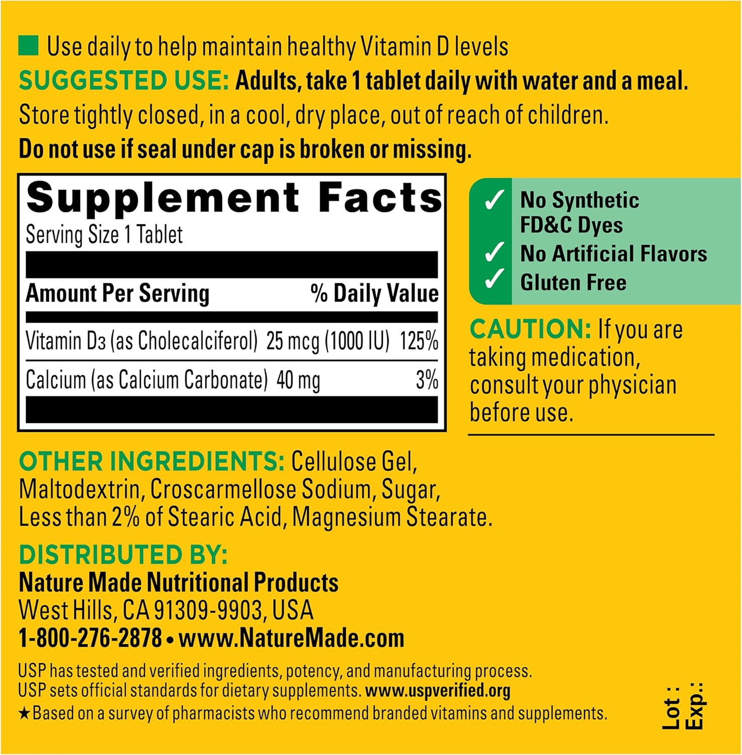 Nature Made Vitamin D3 1000 IU (25 mcg) Tablets - görsel 7