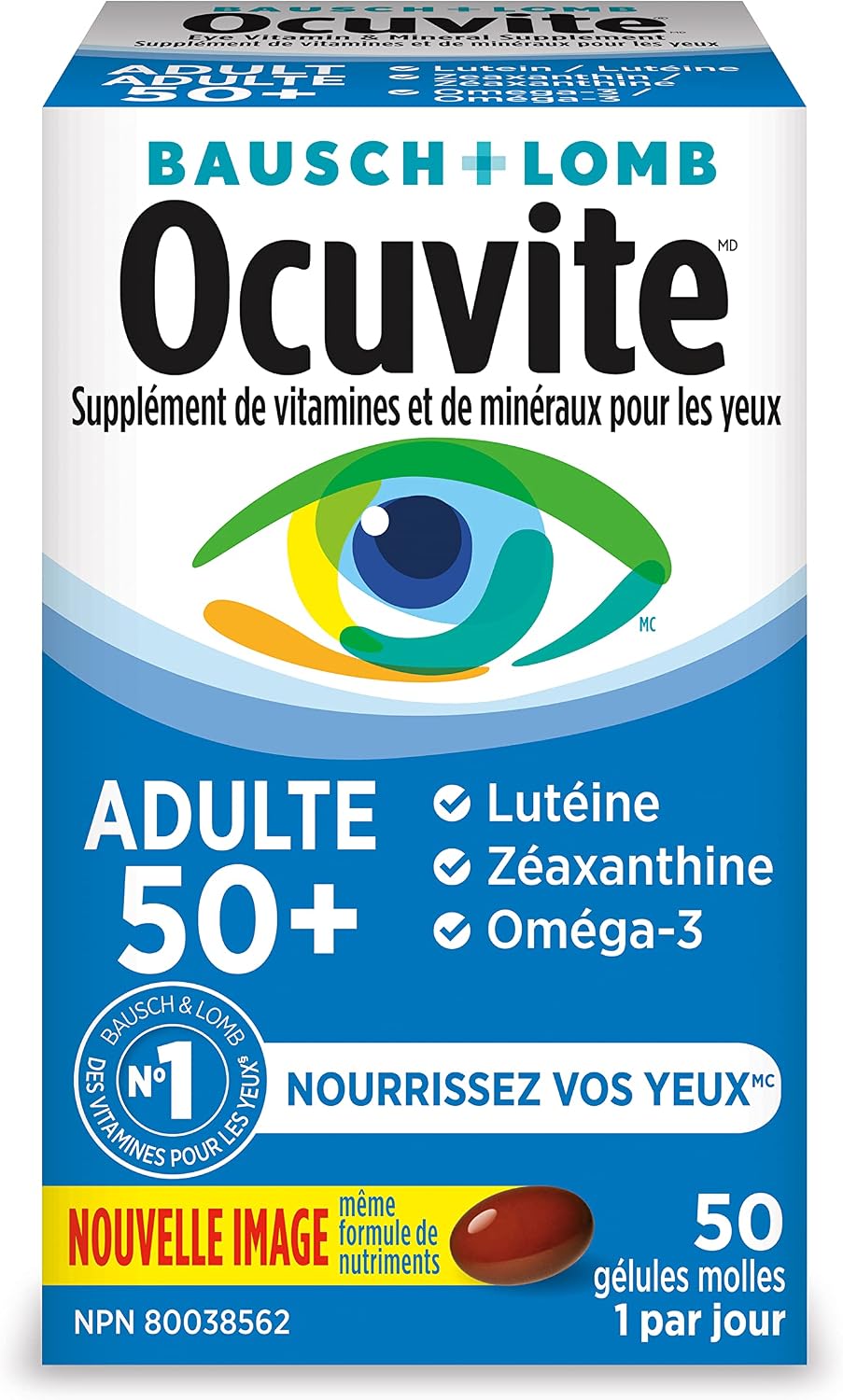 Ocuvite 50+ Eye Vitamin and Mineral Supplement, Multivitamin for Vision and Ocular Health with Omega-3, Zinc, Vitamins C and E, Lutein and Zeaxanthin, for Women and Men, 50 Softgels - görsel 2