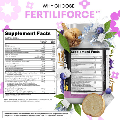 Clean Nutraceuticals Myo-Inositol & D-Chiro Inositol 2050mg Fertility Supplement 40:1 Ratio - Antenatal Vitamins for Women with Ashwagandha Maca Root Vitex Chasteberry Iron DHA Folic Acid DIM Zinc (1)