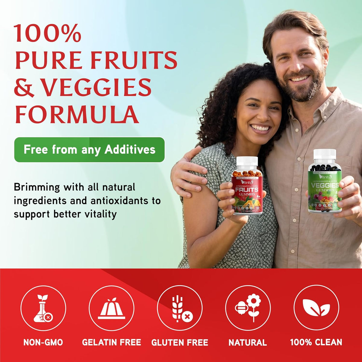 VITINITY Fruit and Veg Supplement Gummies – Real Greens & Fruits, Vegan, 60 Gummies - görsel 7