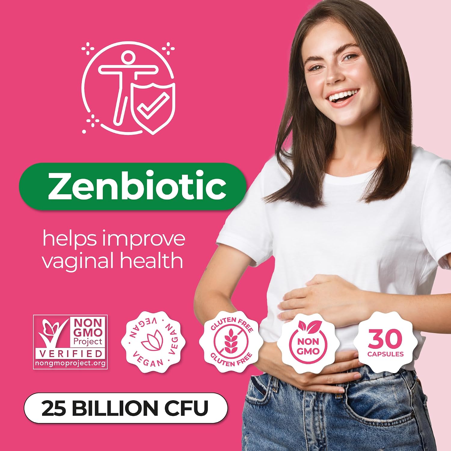 ZENZSUAL Zenbiotic Probiotics for Women – 25 Billion CFU, Intimate Health & pH Balance Support, 30 Vegan Capsules - görsel 3