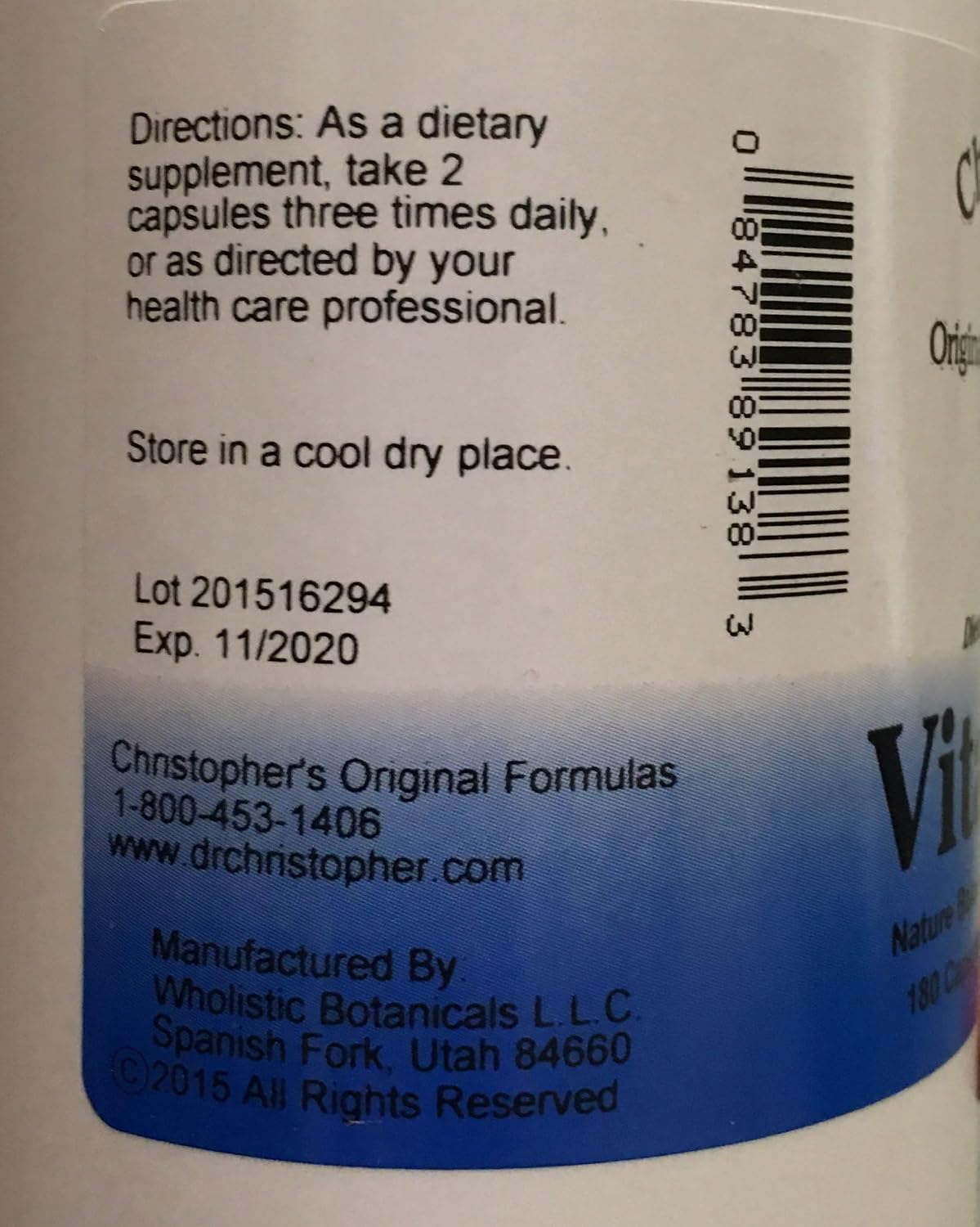 Christopher's Original Formulae Vitalerbs, Nutrient-Rich Herbal Supplement, 180 Vegetarian Capsules - görsel 2