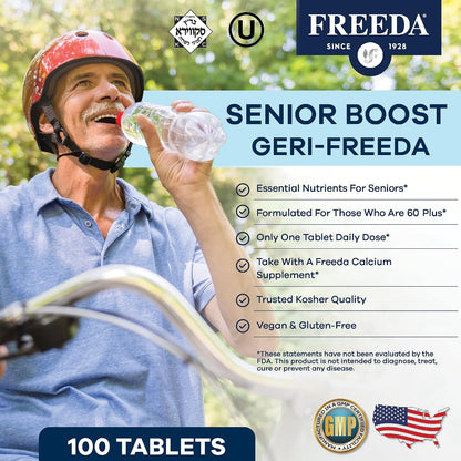 Freeda Senior Multivitamin - Daily Multivitamin for Men and Women Over 60 - 250 Coated Tablets