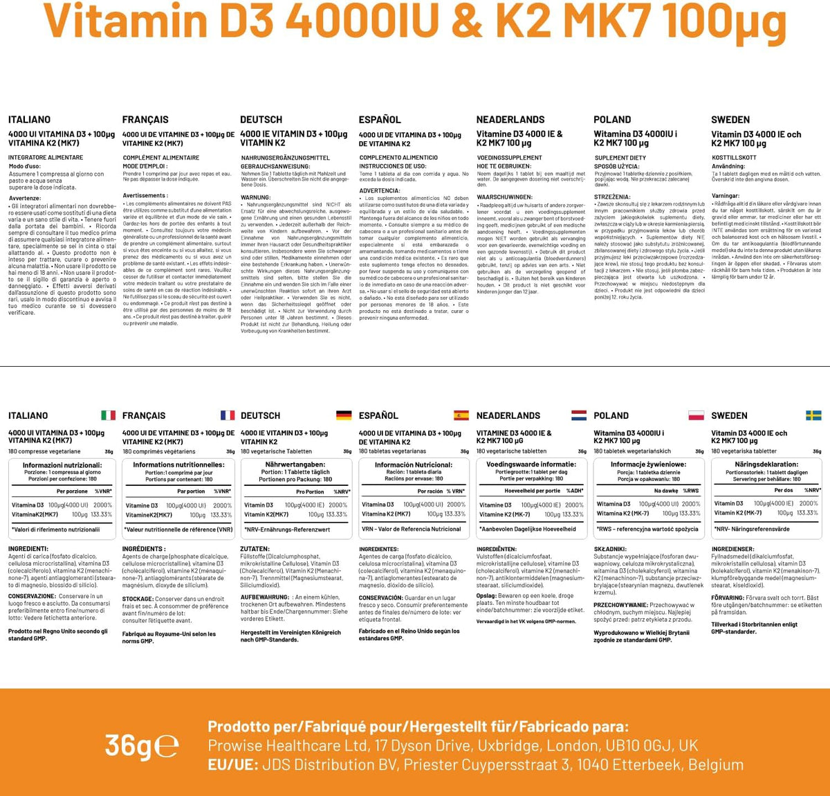 Vitamin D3 4000 IU & K2 MK-7 100 µg Vegetarian Tablets – 180 Tablets (6-Month Supply) - görsel 7