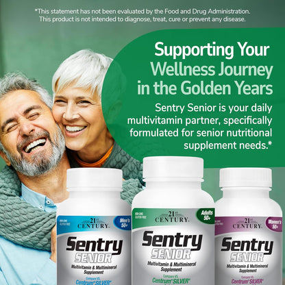 21st Century Sentry Senior Multivitamin for Adults Over 50 – Contributes to Normal Heart, Eye & Bone Health, Non-GM, Gluten Free, 265 Tablets