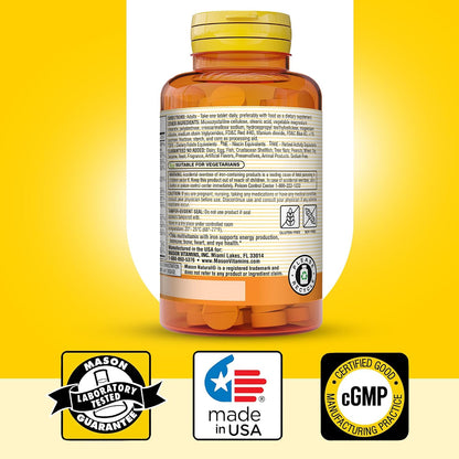 MASON NATURAL Mini Multivitamin with Iron, Gluten-free, 100 Day Supply