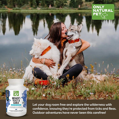 Only Natural Pet Brewer's Yeast & Garlic Chewables for Dogs - All-Natural Flea & Tick Prevention - Fortified with B Vitamins - 300 Chewable Tablets (3 Pack)